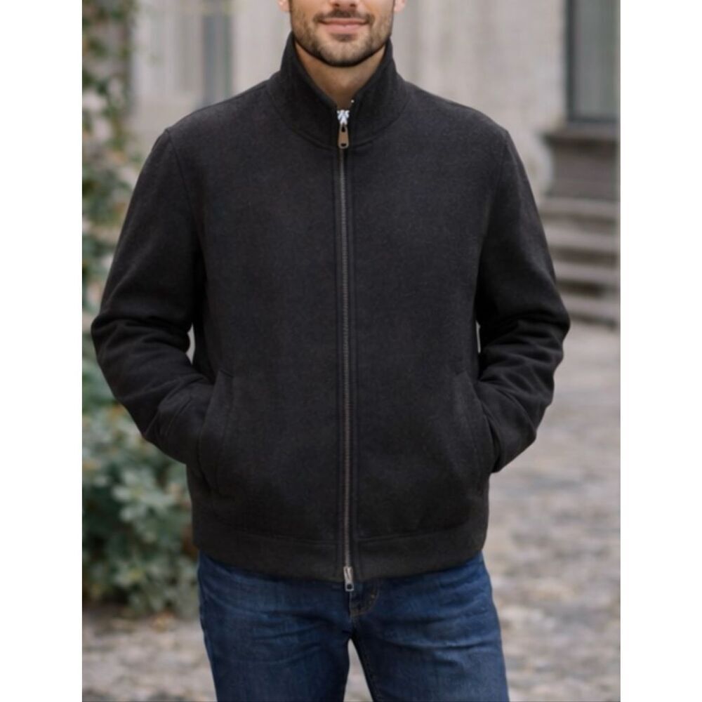 Calvin Klein charcoal wool blend zip front classic bomber style peacoat M